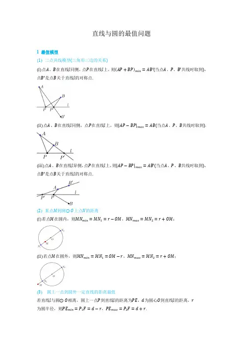 直线与圆的最值问题-讲义
