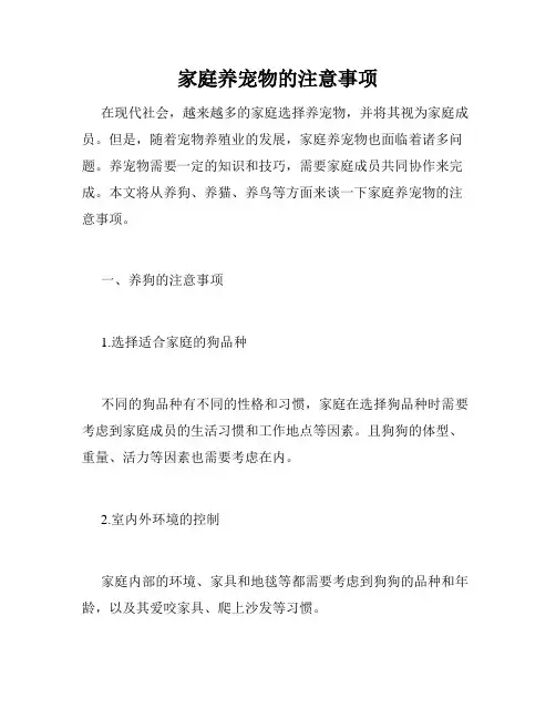 家庭养宠物的注意事项