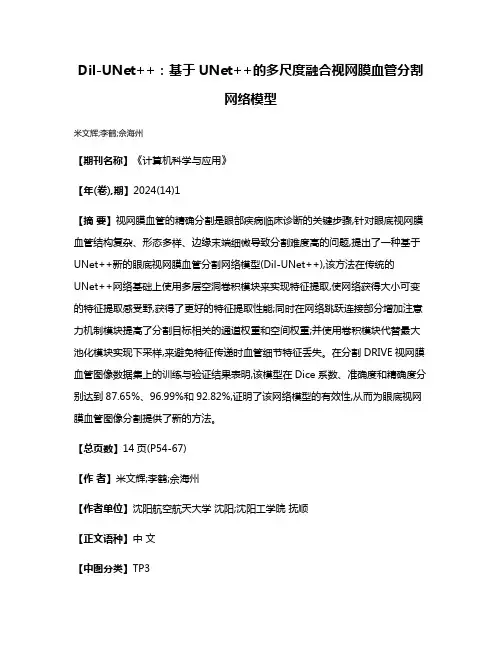 Dil-UNet++:基于UNet++的多尺度融合视网膜血管分割网络模型