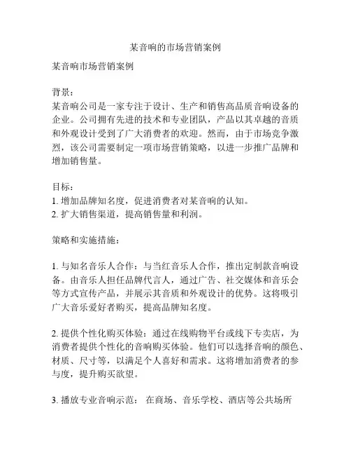 某音响的市场营销案例