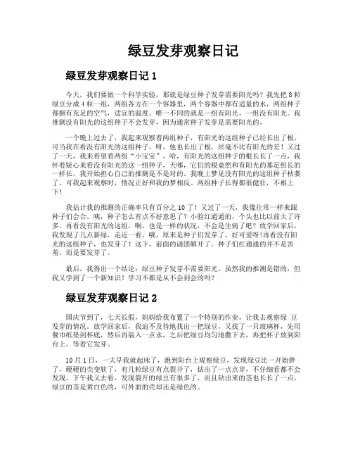 绿豆发芽观察日记