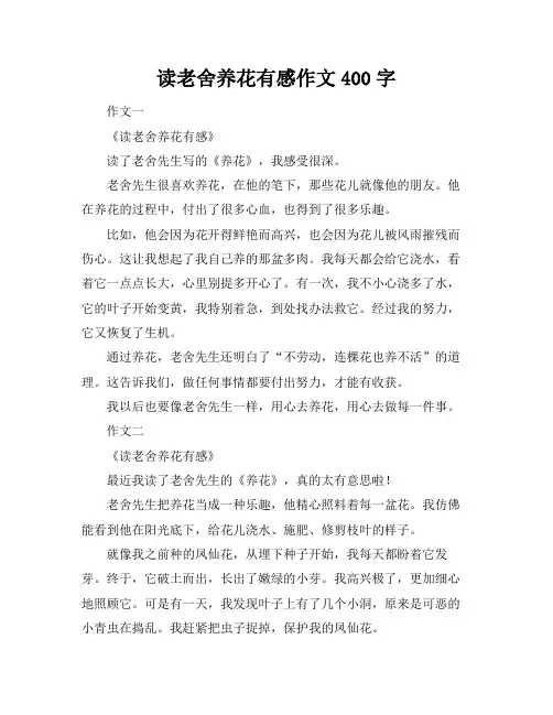 读老舍养花有感作文400字
