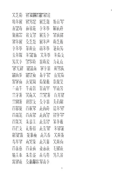 (完整版)三字经注音版(适合打印)(最新整理)