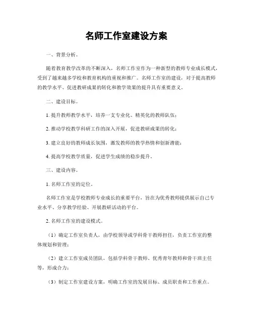 名师工作室建设方案