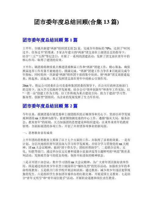 团市委年度总结回顾(合集13篇)