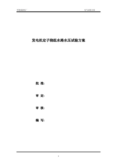 发电机定子绕组水路水压试验
