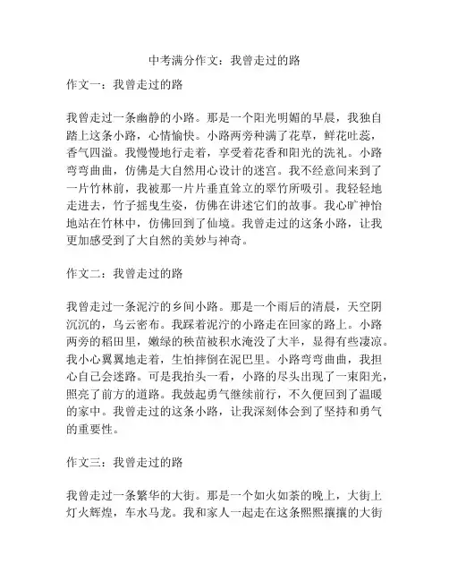 中考满分作文：我曾走过的路