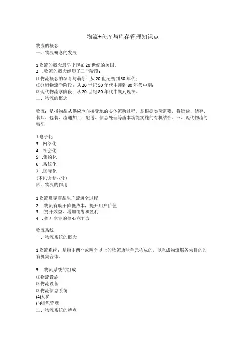物流+仓库与库存管理知识点