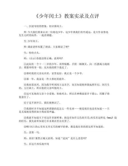 《少年闰土》教案实录及点评