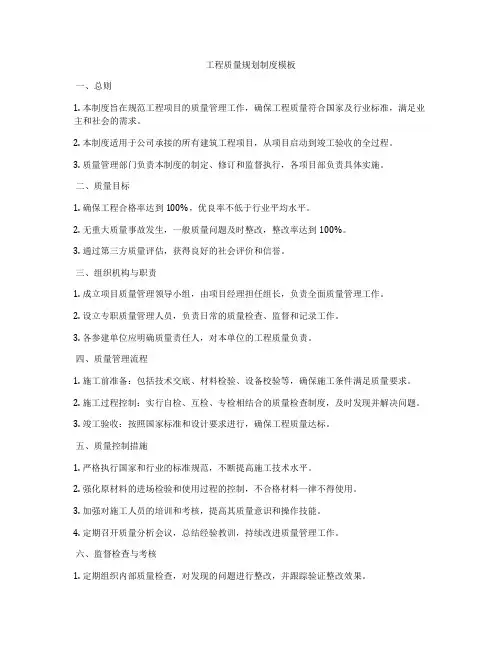 工程质量规划制度模板