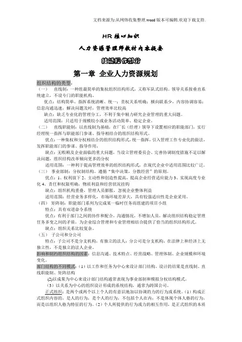 人力资源管理师学习资料