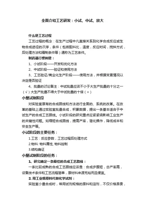 全面介绍工艺研发：小试、中试、放大