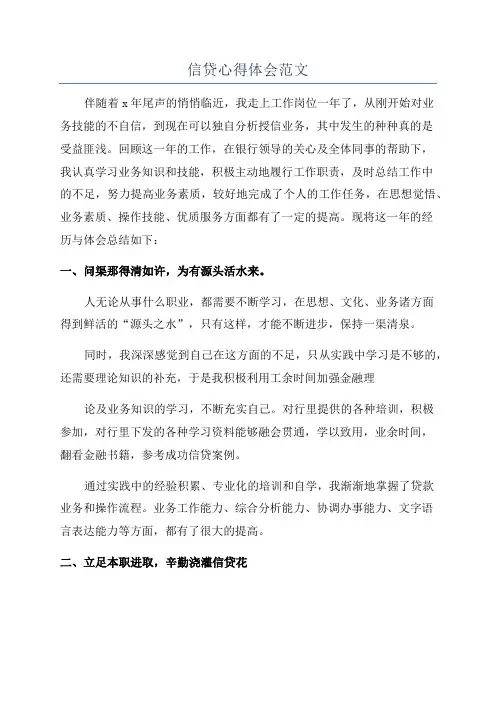 信贷心得体会范文