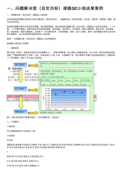 一、问题解决型（自定目标）课题QC小组成果案例