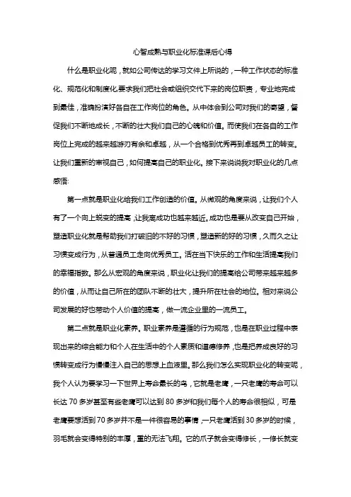 心智成熟与职业化标准课后心得