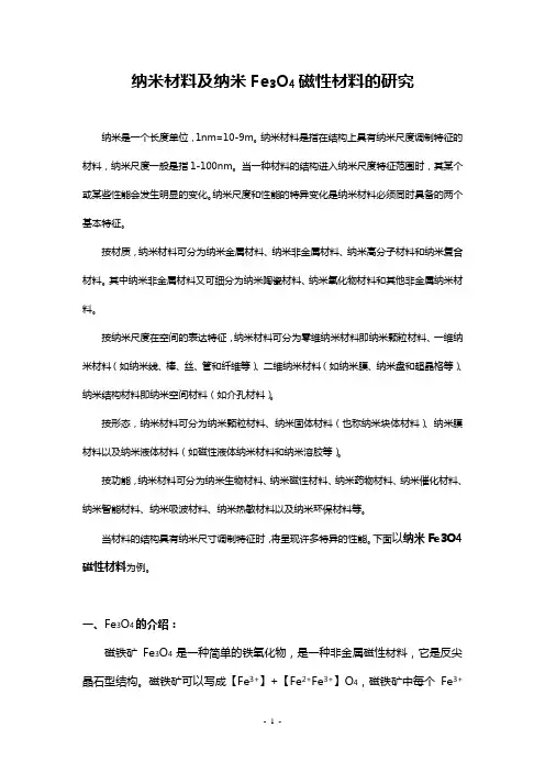 纳米材料及纳米Fe3O4磁性材料的研究