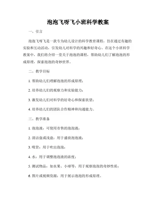 泡泡飞呀飞小班科学教案