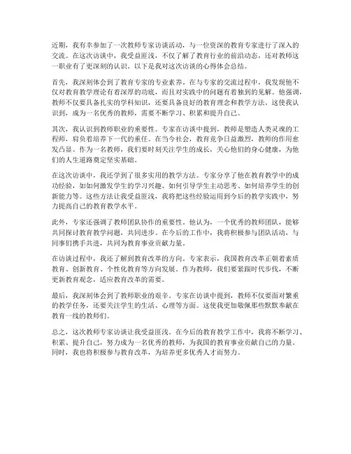 教师专家访谈心得体会总结