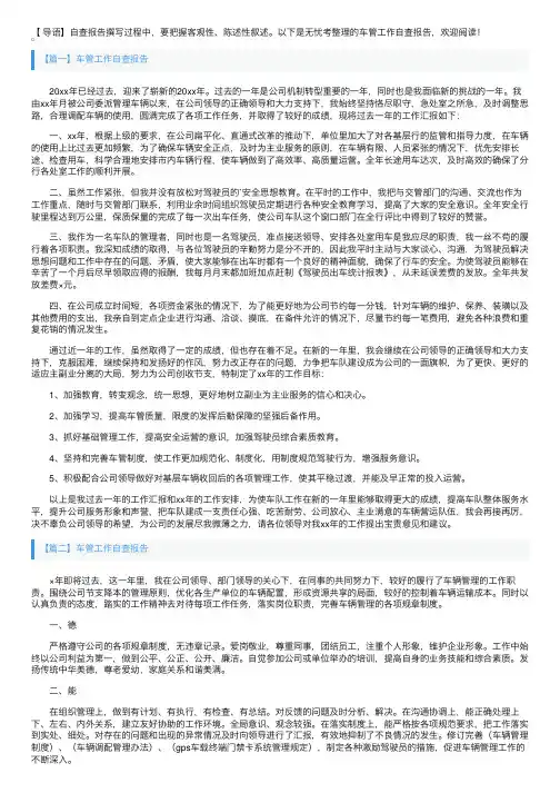 车管工作自查报告