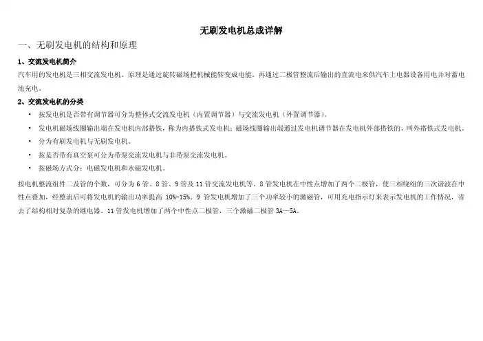 无刷发电机总成部件详解
