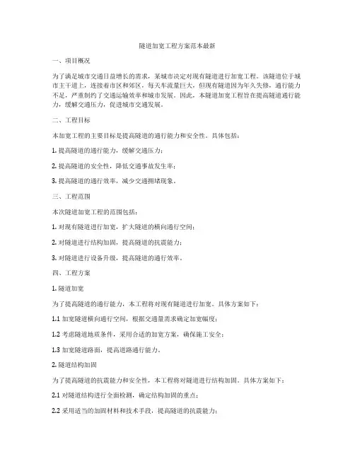 隧道加宽工程方案范本最新