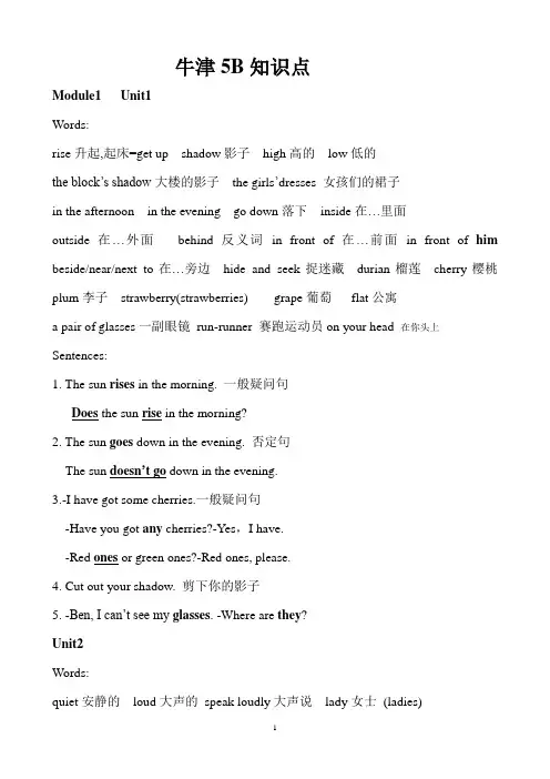牛津5B知识点
