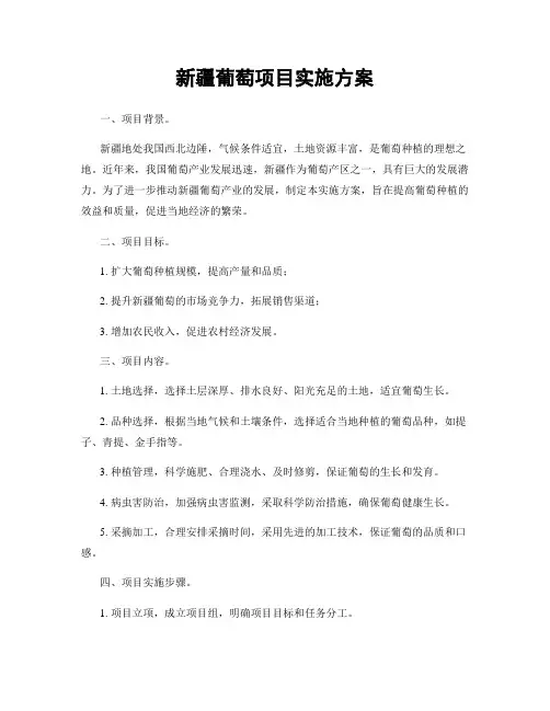 新疆葡萄项目实施方案