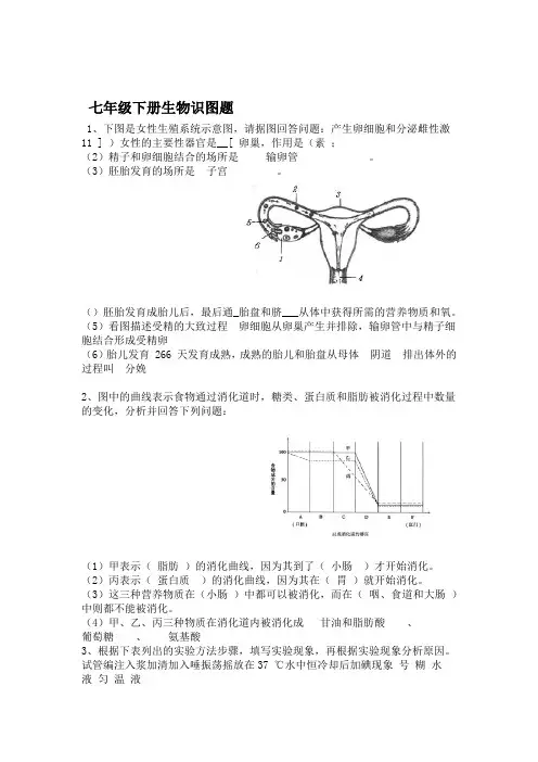 人教版七年级下册生物识图题答案