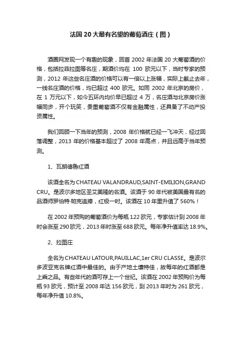 法国20大最有名望的葡萄酒庄（图）