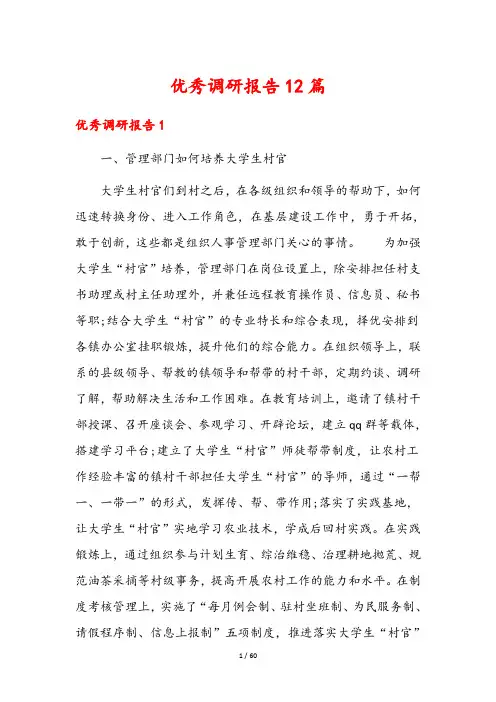 优秀调研报告12篇