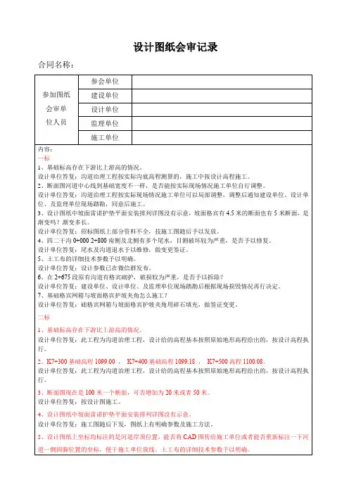 图纸会审表格及内容