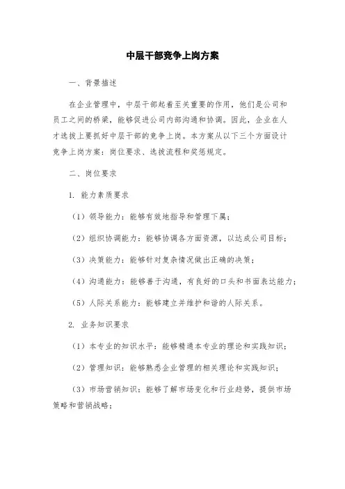 中层干部竞争上岗方案