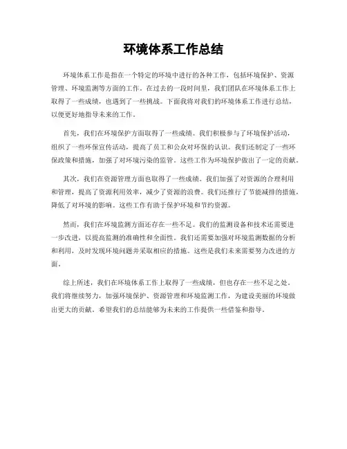 环境体系工作总结