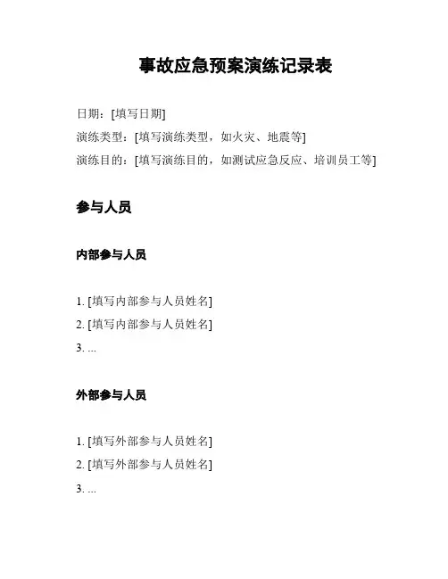 事故应急预案演练记录表