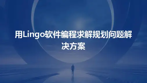 用Lingo软件编程求解规划问题解决方案