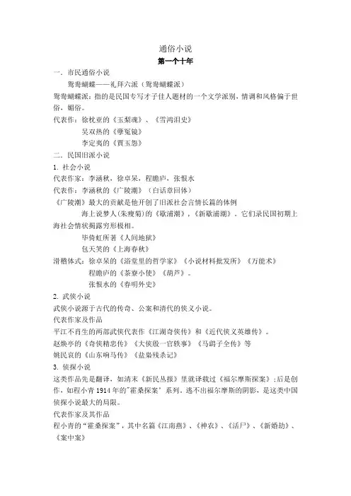 通俗小说发展史