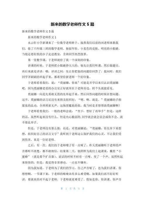 新来的数学老师作文5篇
