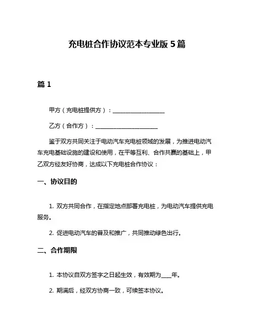 充电桩合作协议范本专业版5篇