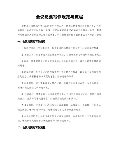 会议纪要写作规范与流程