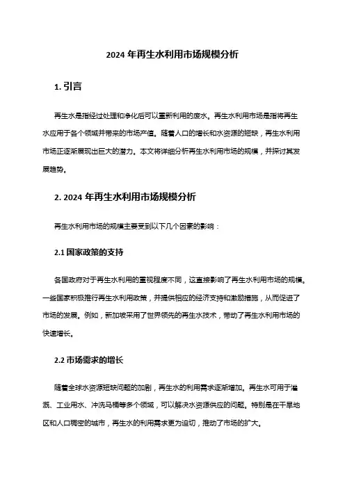 2024年再生水利用市场规模分析