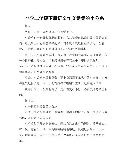 小学二年级下册语文作文爱美的小公鸡