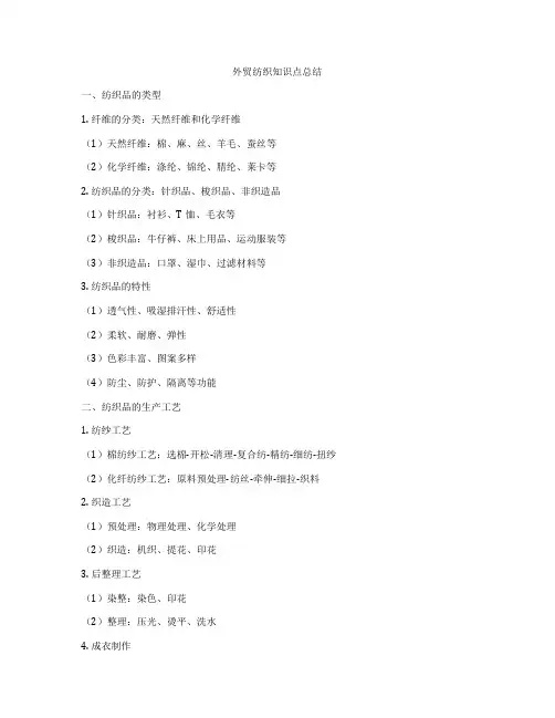 外贸纺织知识点总结