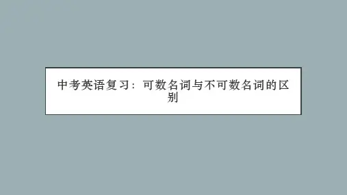中考英语复习：可数名词与不可数名词的区别