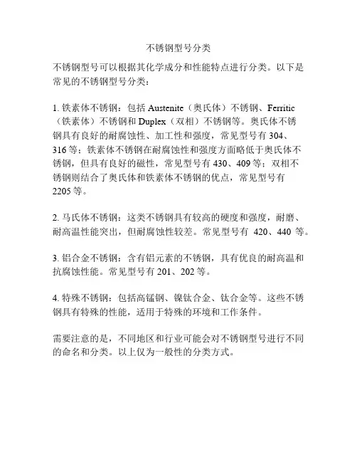 不锈钢型号分类