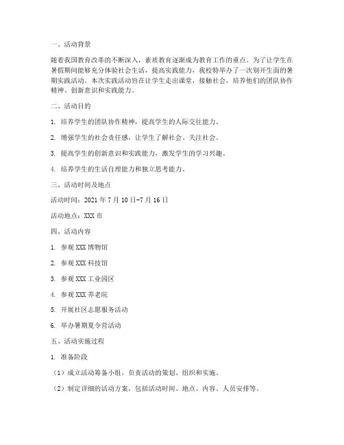 小学暑期实践活动