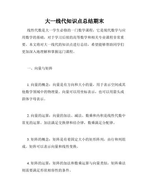 大一线代知识点总结期末