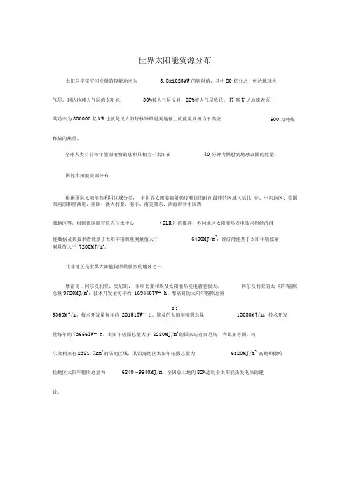 世界太阳能资源分布