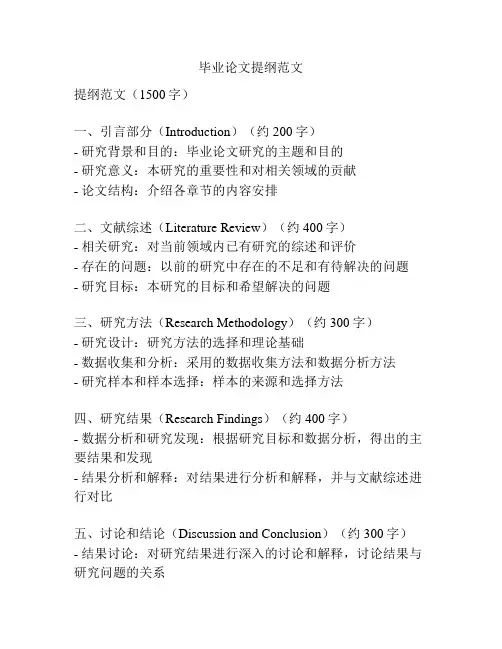 毕业论文提纲范文