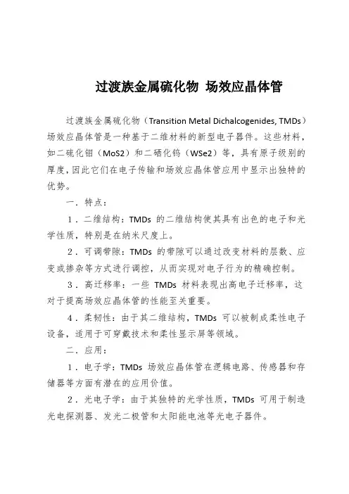 过渡族金属硫化物 场效应晶体管