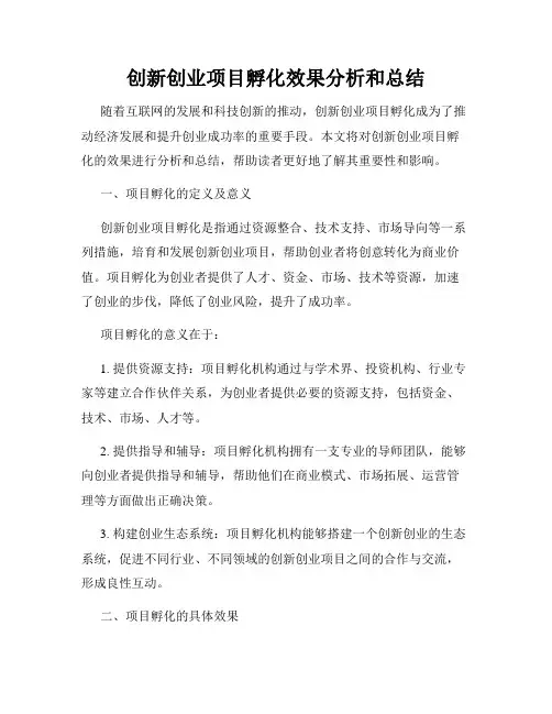 创新创业项目孵化效果分析和总结